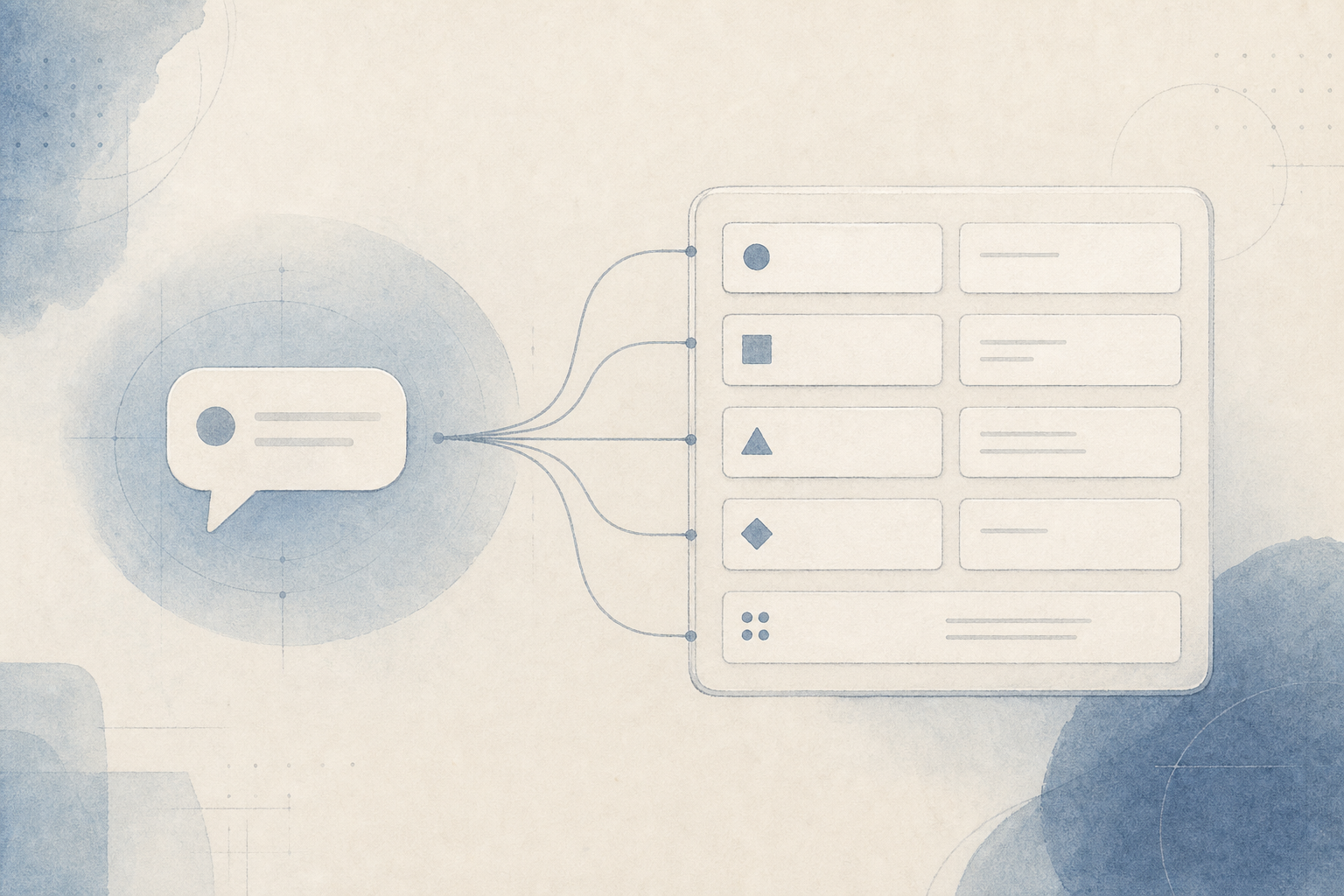 Abstract sketch: a single message expanding into structured intent fields