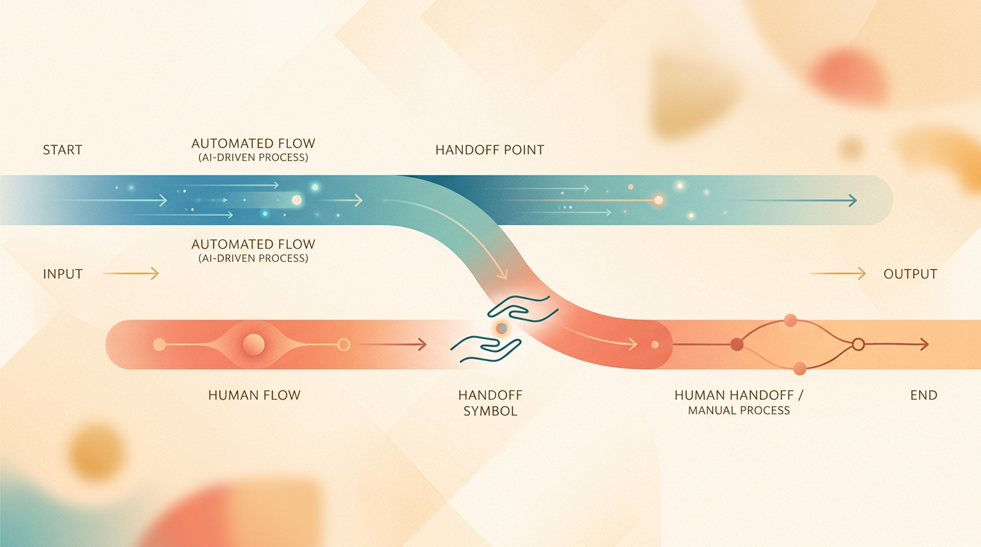 Abstract sketch: automated flow and human handoff lane